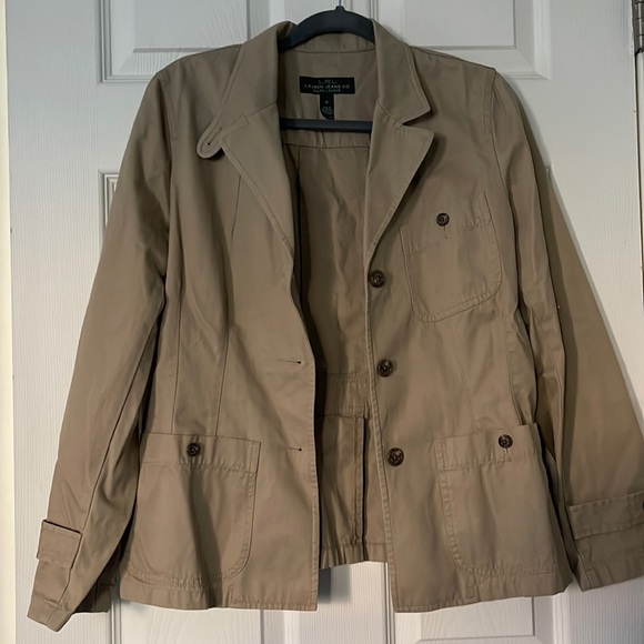 Lauren Ralph Lauren Jeans Co. Cotton Casual Blazer Tan Womens Size Medium - Picture 3 of 5
